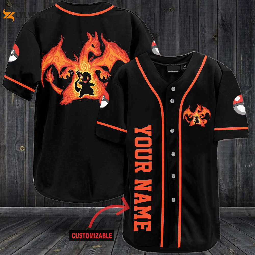 Personalized Lizardon Baseball Jersey - lylyprint.com baseball jersey product view 1