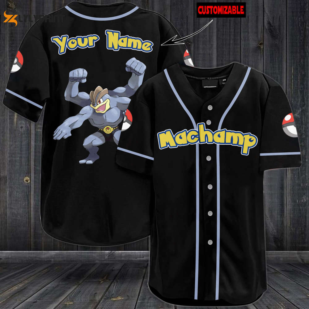 Custom Machamp Baseball Jersey: Perfect Personalized Gift for Men & Women - lylyprint.com baseball jersey product view 1
