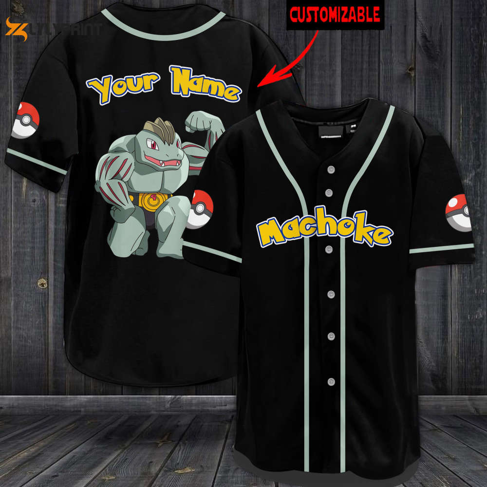 Personalized Machoke Baseball Jersey - lylyprint.com baseball jersey product view 1
