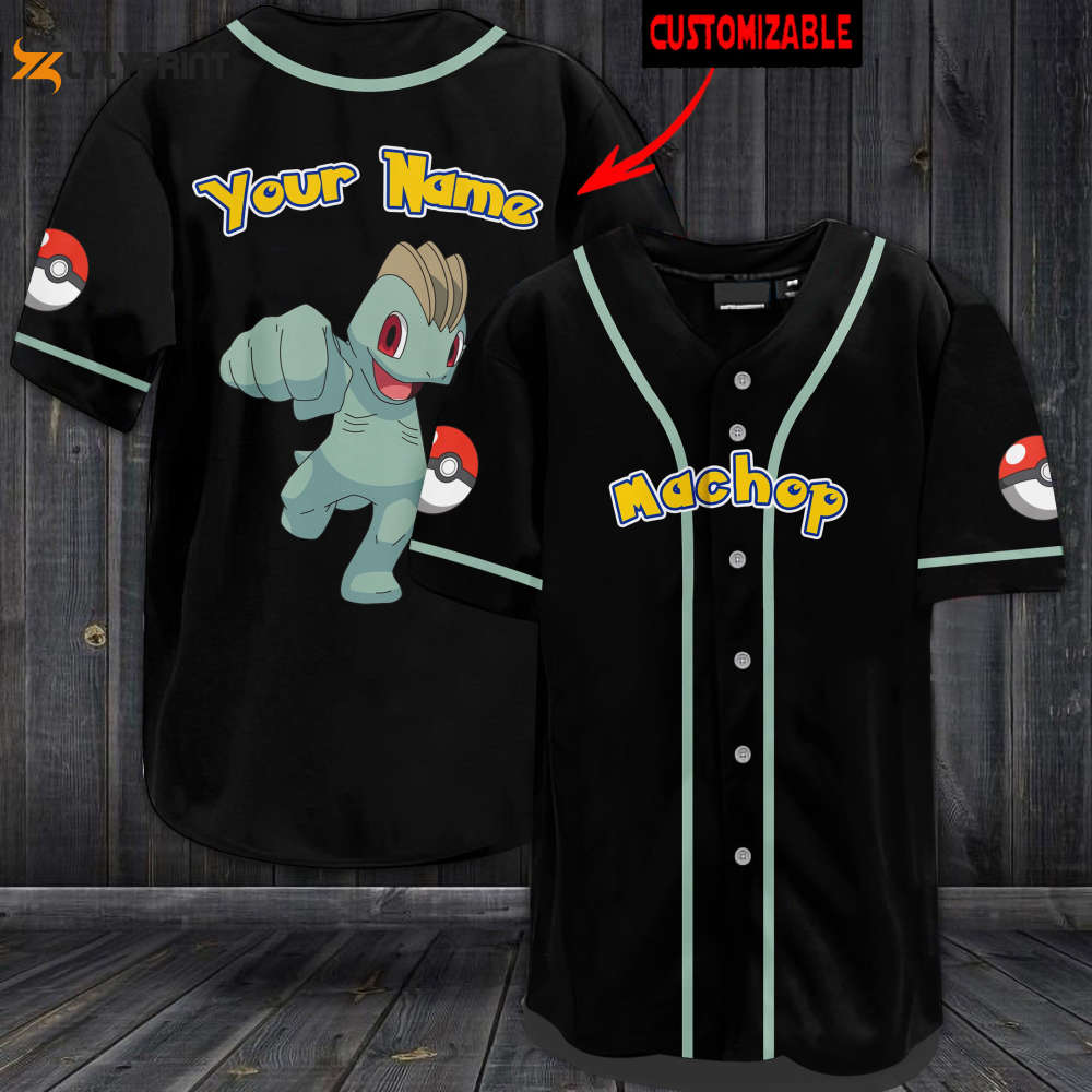 Personalized Machop Baseball Jersey - lylyprint.com baseball jersey product view 1