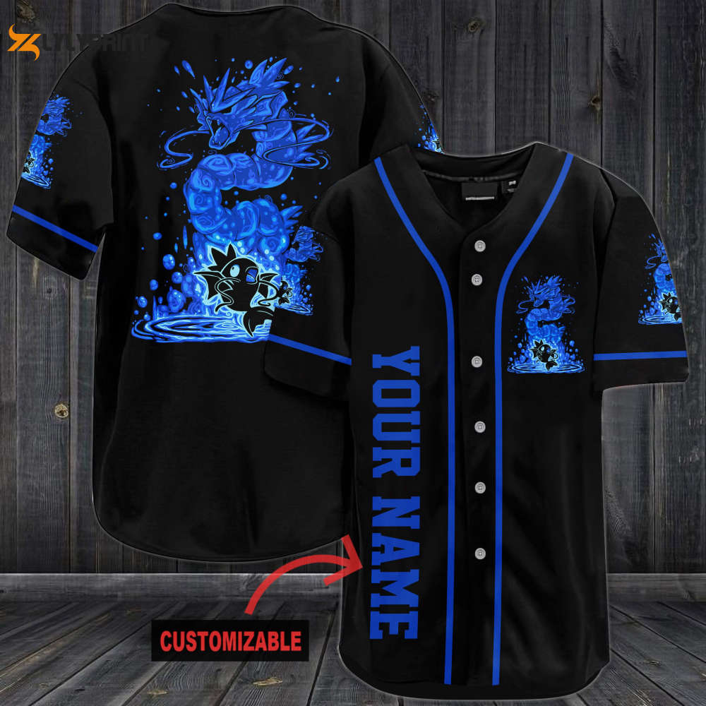 Personalized Magikarp And Gyarados Baseball Jersey - Gift for Men Women - lylyprint.com baseball jersey product view 1