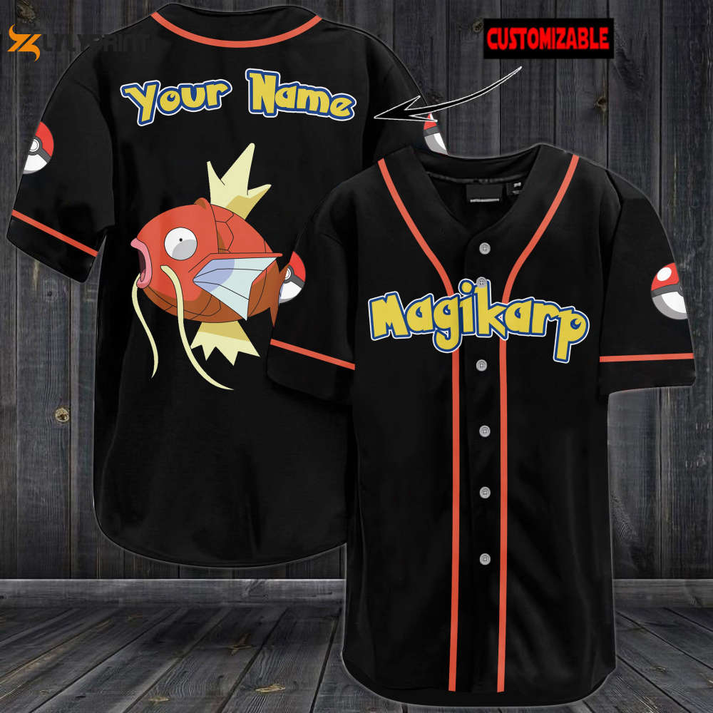 Personalized Magikarp Baseball Jersey - lylyprint.com baseball jersey product view 1
