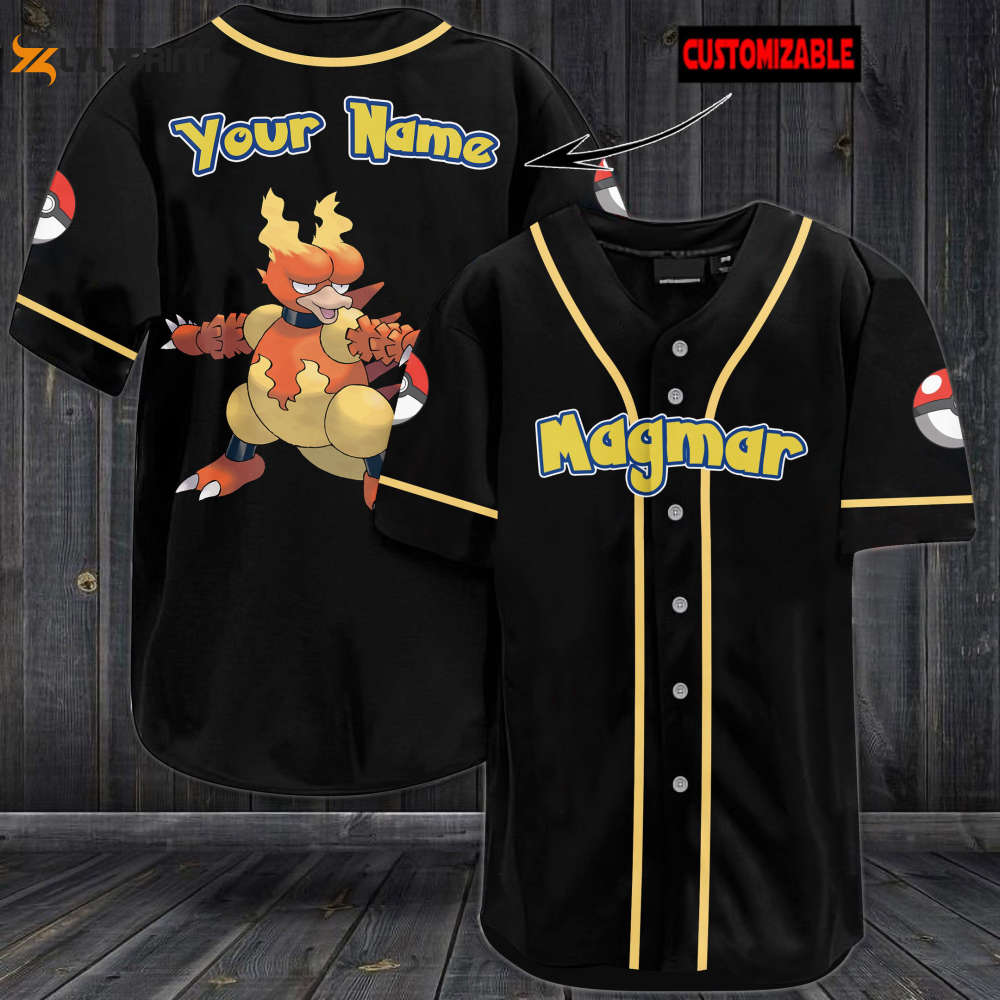 Personalized Magmar Baseball Jersey - lylyprint.com baseball jersey product view 1