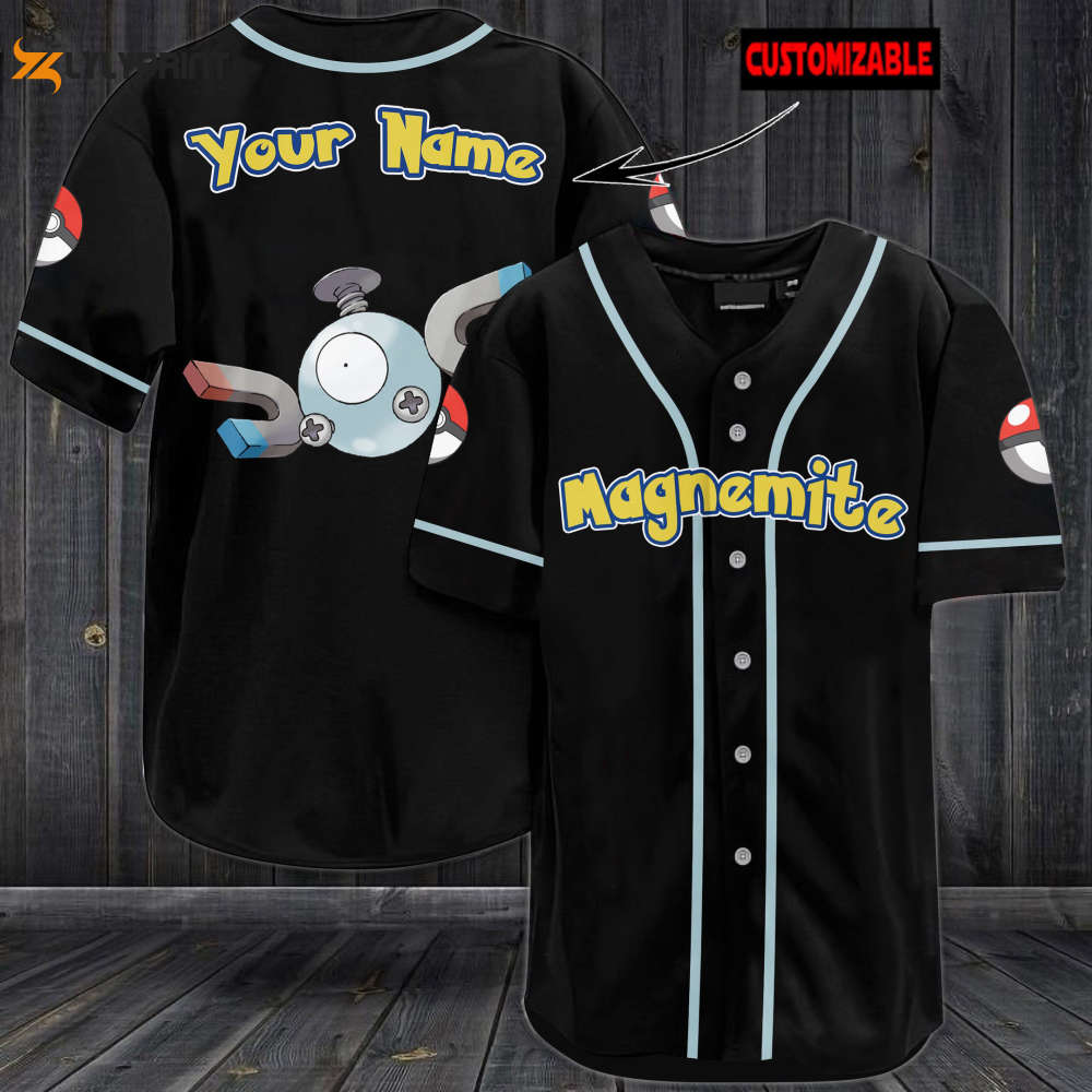 Personalized Magnemite Baseball Jersey - lylyprint.com baseball jersey product view 1