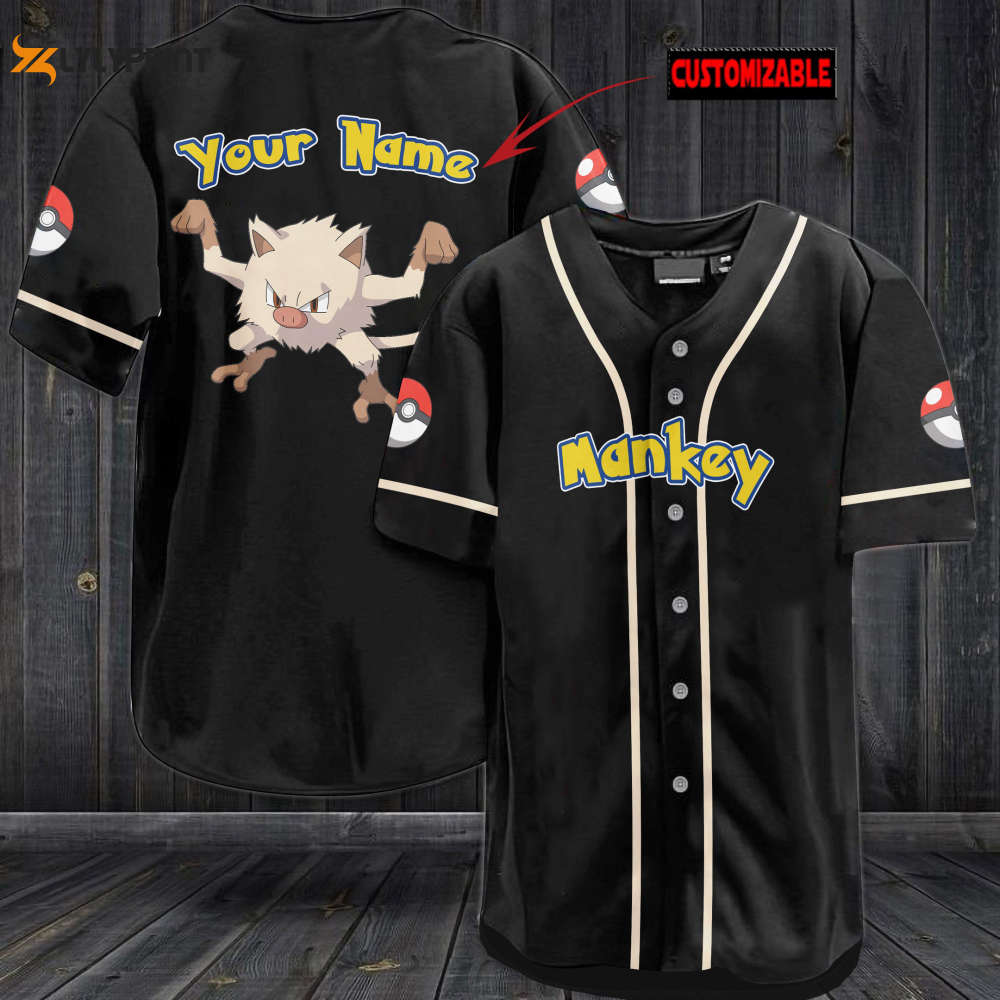 Personalized Mankey Baseball Jersey - lylyprint.com baseball jersey product view 1