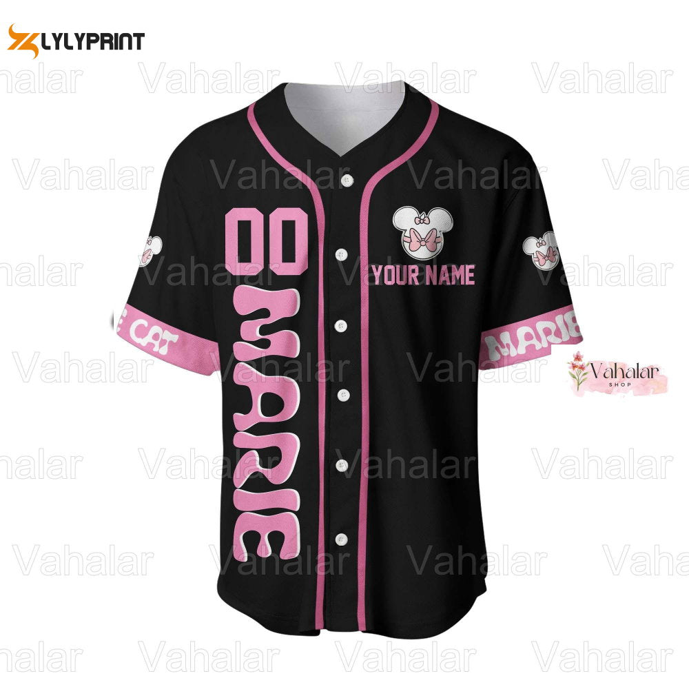 Personalized Marie Cat Jersey, The Aristocats Baseball Jersey - lylyprint.com baseball jersey product view 1