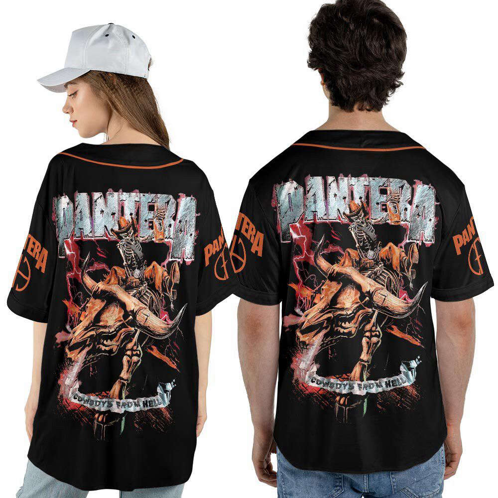Personalized Mayhem Skull Tour 2023 Cowboy From The Hell Baseball Jersey For Men Women - lylyprint.com baseball jersey product view 4
