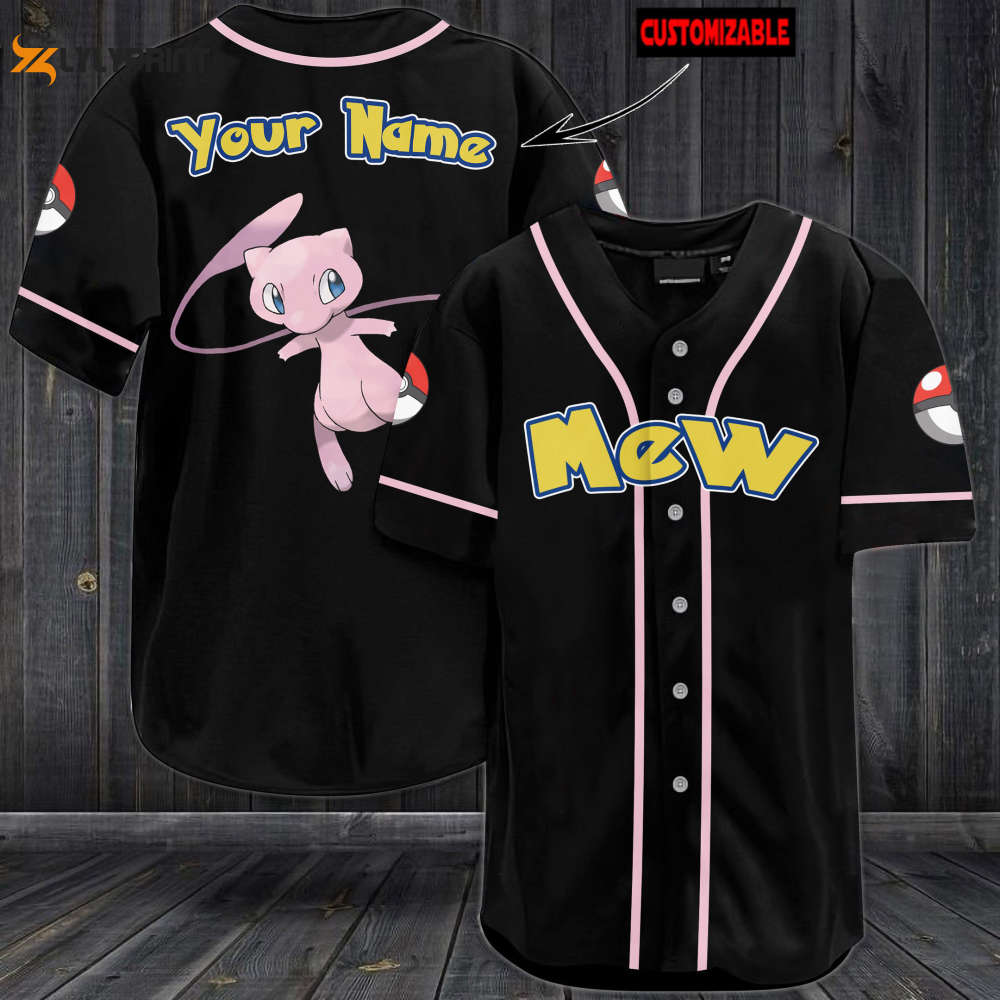 Personalized Mew Baseball Jersey - lylyprint.com baseball jersey product view 1