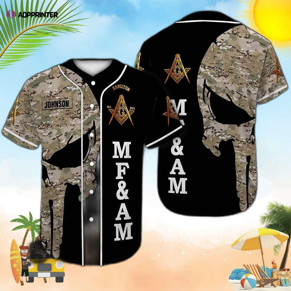 Personalized Mfam Skull Camo Freemason Baseball Jersey baseball jersey product view 1