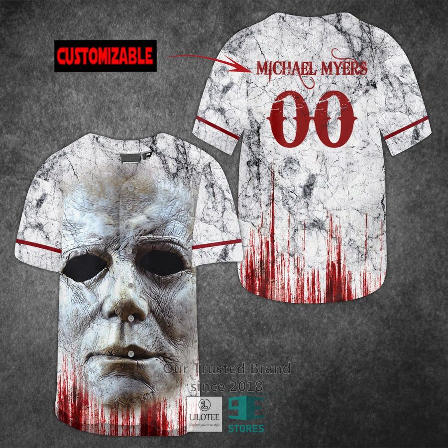 Personalized Michael Myers 3d face Blood Horror Movie Baseball Jersey baseball jersey product view 1