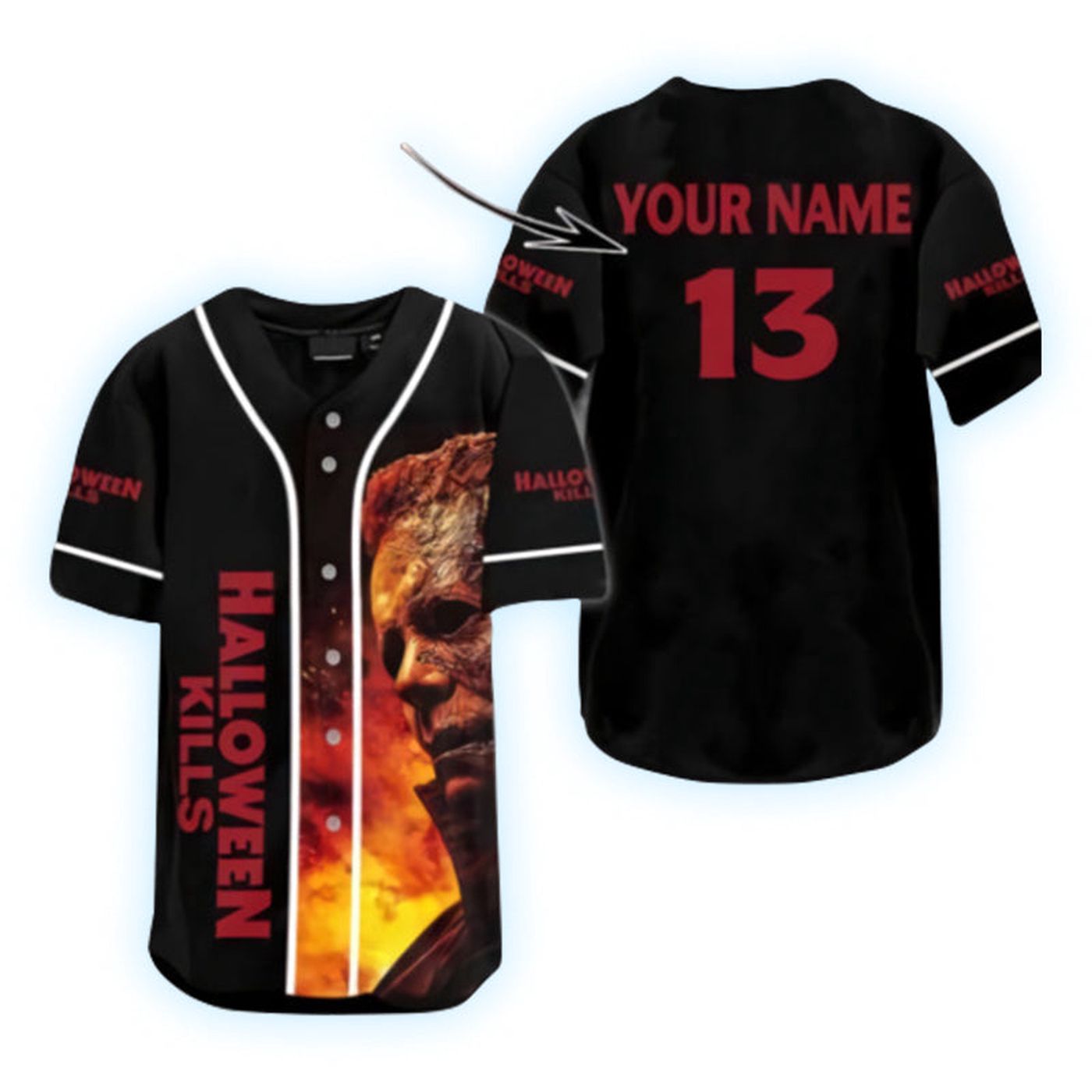 Personalized Michael Myers Halloween Kills Baseball Jersey - Gift for Men Women - Gift for Men Women - lylyprint.com baseball jersey product view 2