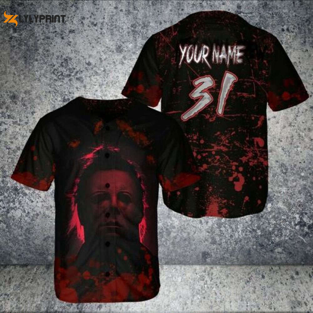 Personalized Michael Myers Horror Halloween Baseball Jersey Shirt - lylyprint.com baseball jersey product view 1