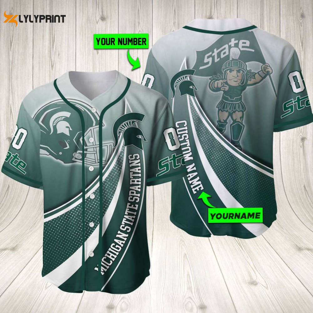 Personalized Michigan State Spartans Baseball Jersey Baseball Jersey Mascot Gift For Men Women - lylyprint.com baseball jersey product view 1