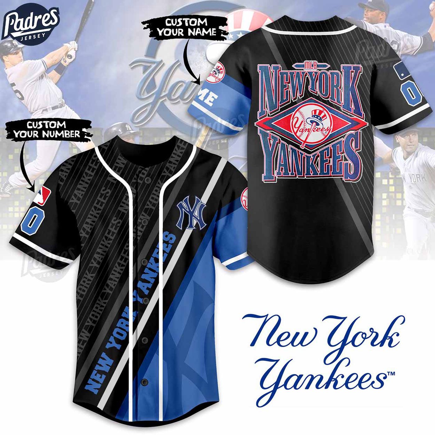 Custom MLB New York Yankees Jersey Shirt – Personalized Fan Gear - lylyprint.com baseball jersey product view 2