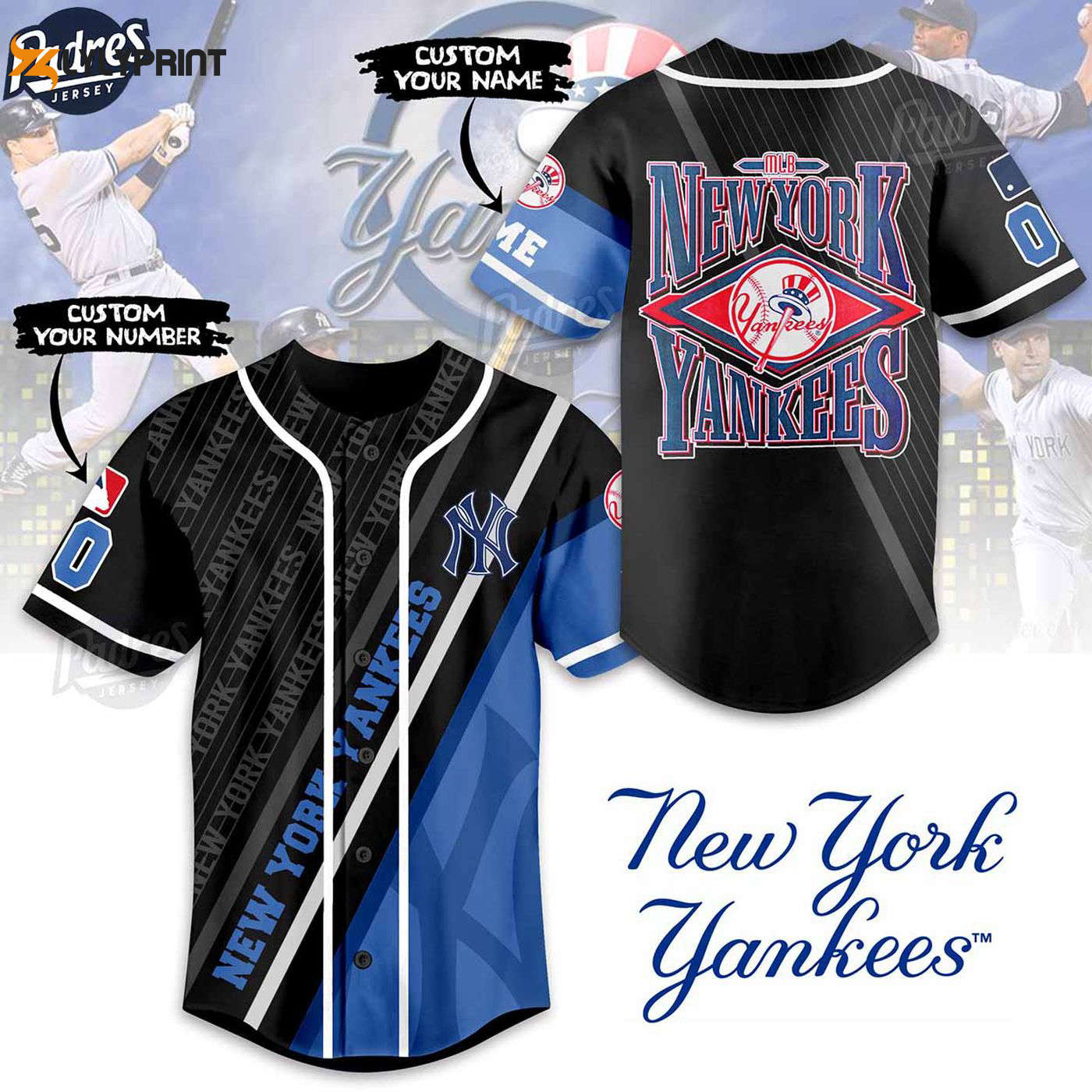 Custom MLB New York Yankees Jersey Shirt – Personalized Fan Gear - lylyprint.com baseball jersey product view 1