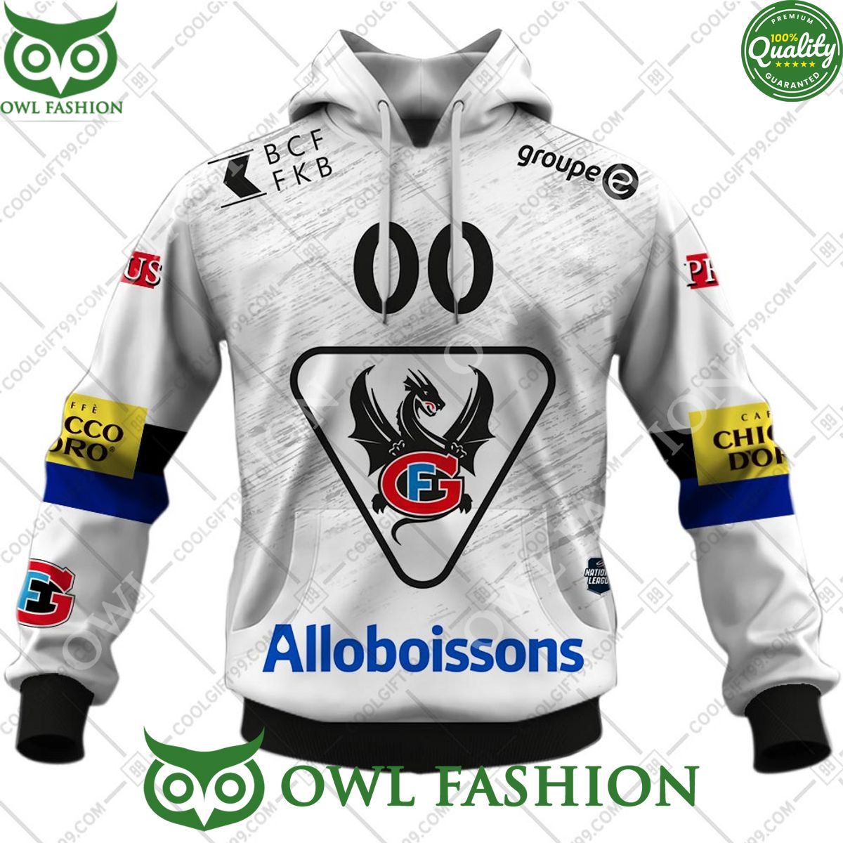Personalized Name and Number NL Hockey Fribourg Gotteron Away jersey Style printed Hoodie shirt hockey jersey product view 2