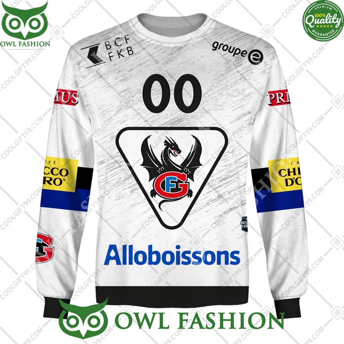 Personalized Name and Number NL Hockey Fribourg Gotteron Away jersey Style printed Hoodie shirt hockey jersey product view 4