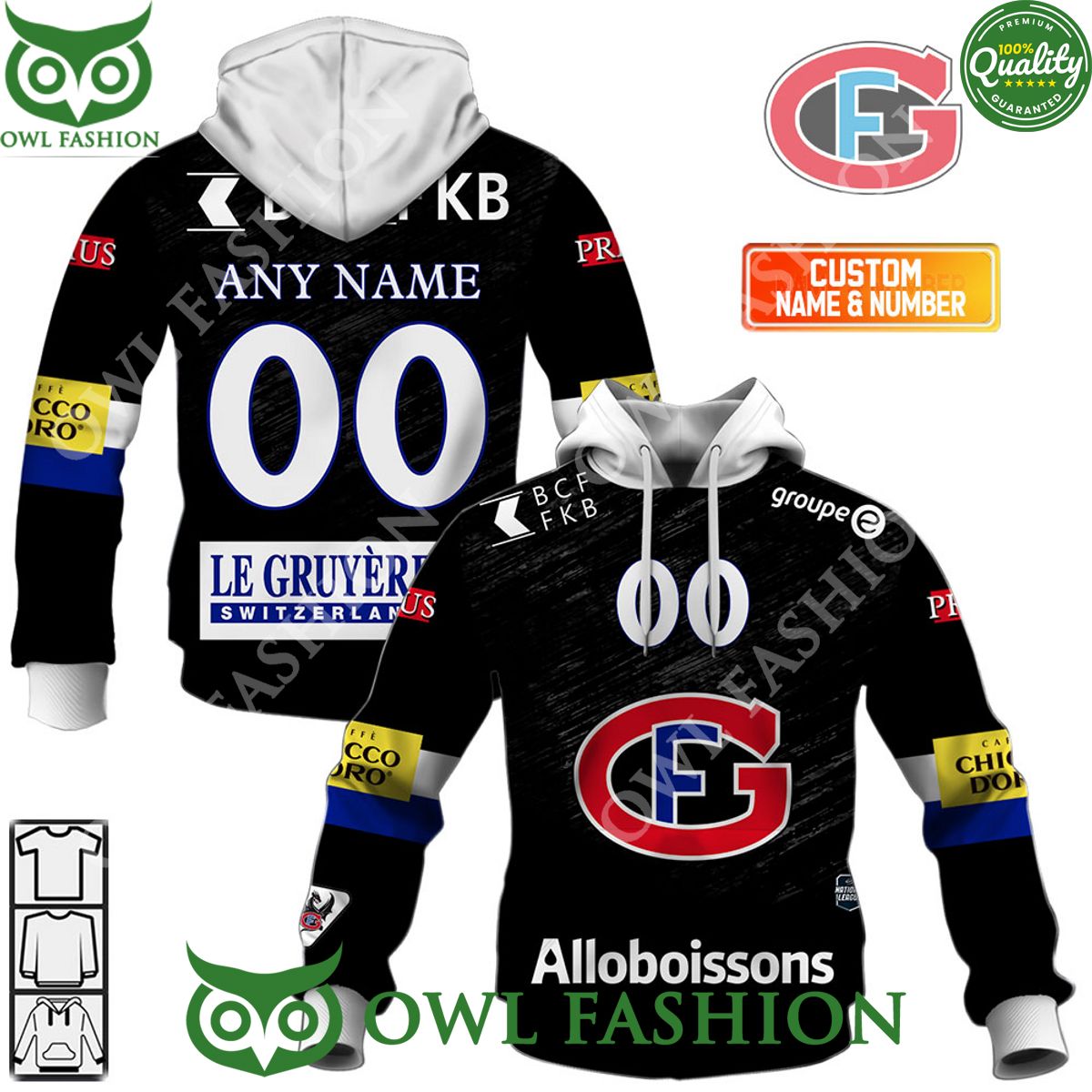 Personalized Name and Number NL Hockey Fribourg Gotteron Home jersey Style printed Hoodie shirt hockey jersey product view 1