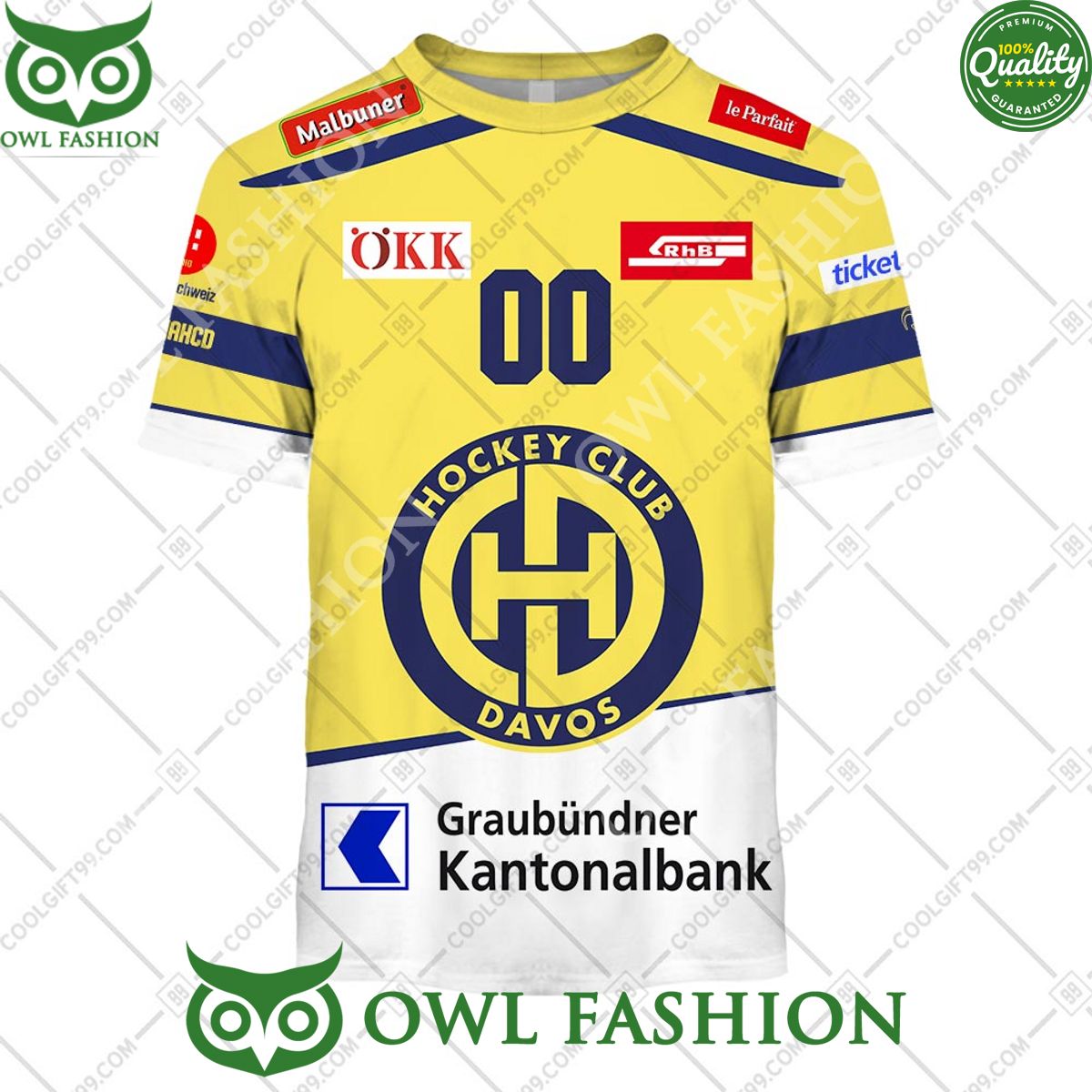 Personalized Name and Number NL Hockey HC Davos Away jersey Style printed Hoodie shirt hockey jersey product view 3