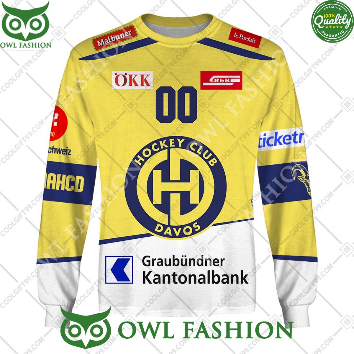 Personalized Name and Number NL Hockey HC Davos Away jersey Style printed Hoodie shirt hockey jersey product view 4