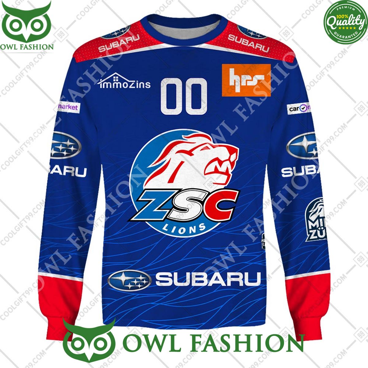 Personalized Name and Number NL Hockey ZSC Lions Home jersey Style printed Hoodie shirt hockey jersey product view 4