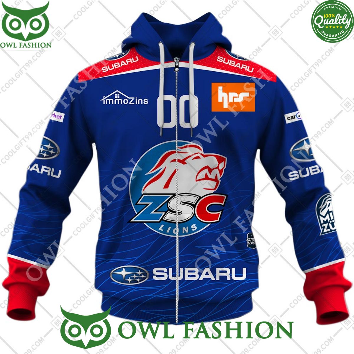 Personalized Name and Number NL Hockey ZSC Lions Home jersey Style printed Hoodie shirt hockey jersey product view 5