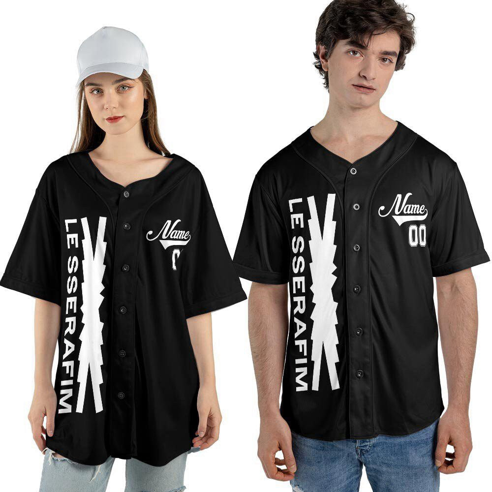 Personalized Name Le Sserafim Kpop Jersey Baseball, Kpop Baseball Jersey For Men Women - lylyprint.com baseball jersey product view 3
