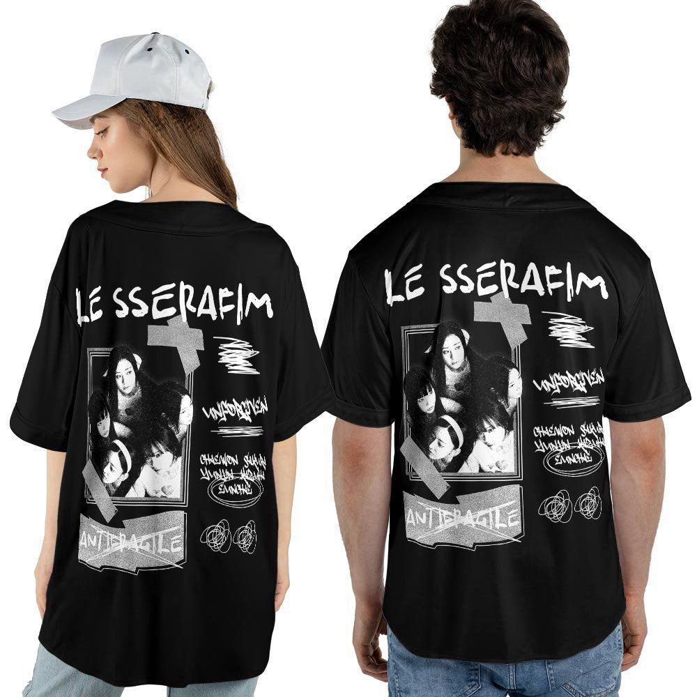 Personalized Name Le Sserafim Kpop Jersey Baseball, Kpop Baseball Jersey For Men Women - lylyprint.com baseball jersey product view 4