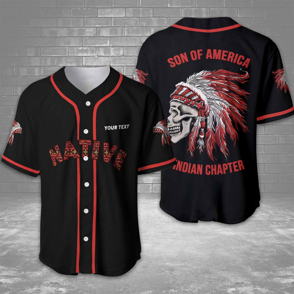 Personalized Native American Son of America Indian Baseball Jersey - Aopprinter baseball jersey product view 2