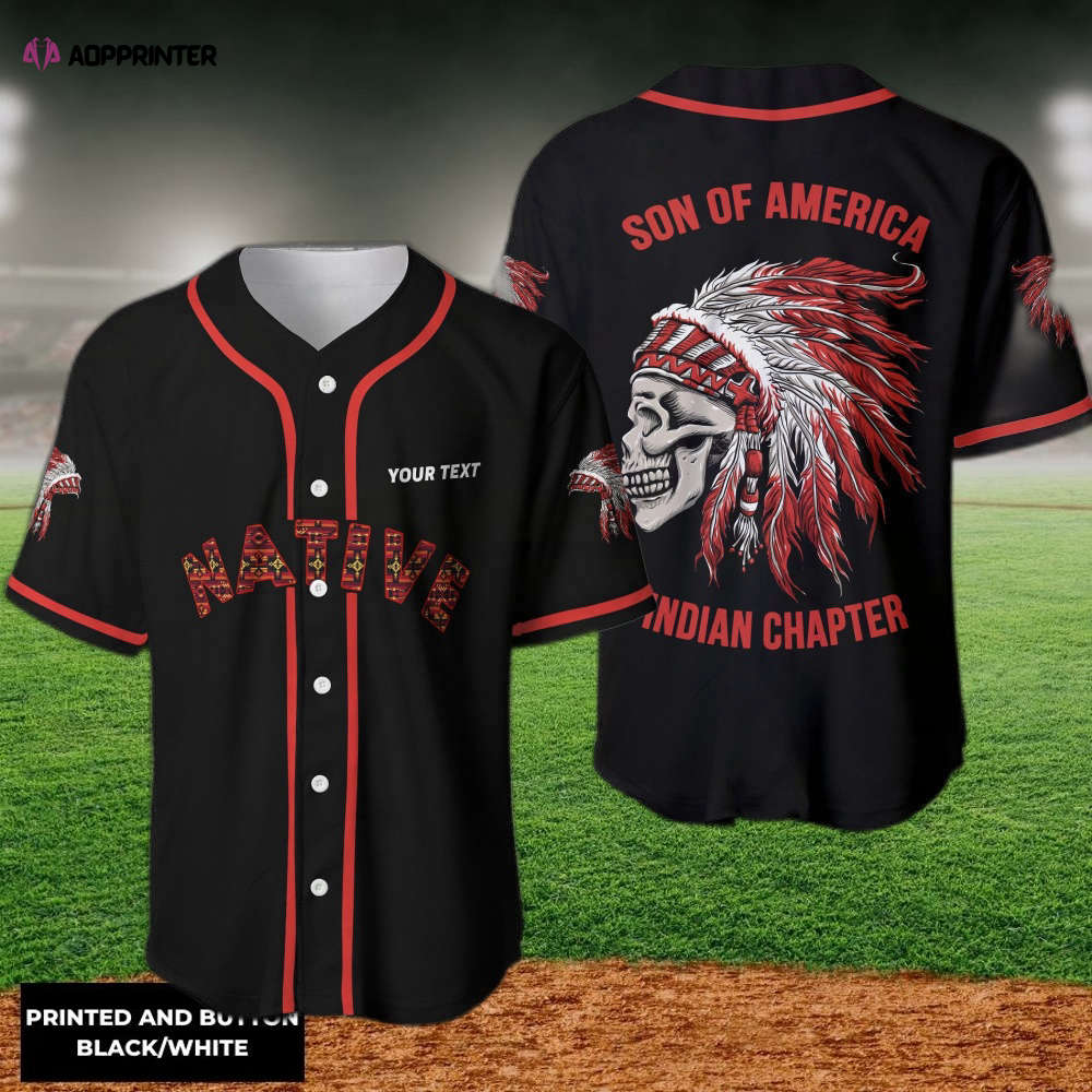 Personalized Native American Son of America Indian Baseball Jersey - Aopprinter baseball jersey product view 1
