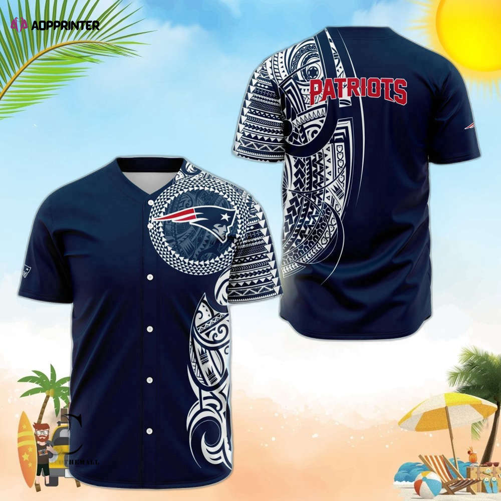 Personalized New England Blue Polynesian Baseball Jersey baseball jersey product view 1