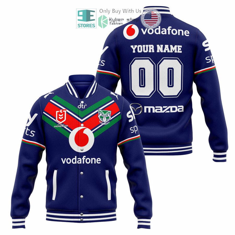 BEST Personalized New Zealand Warriors Vodafone Baseball Jacket baseball jersey product view 1