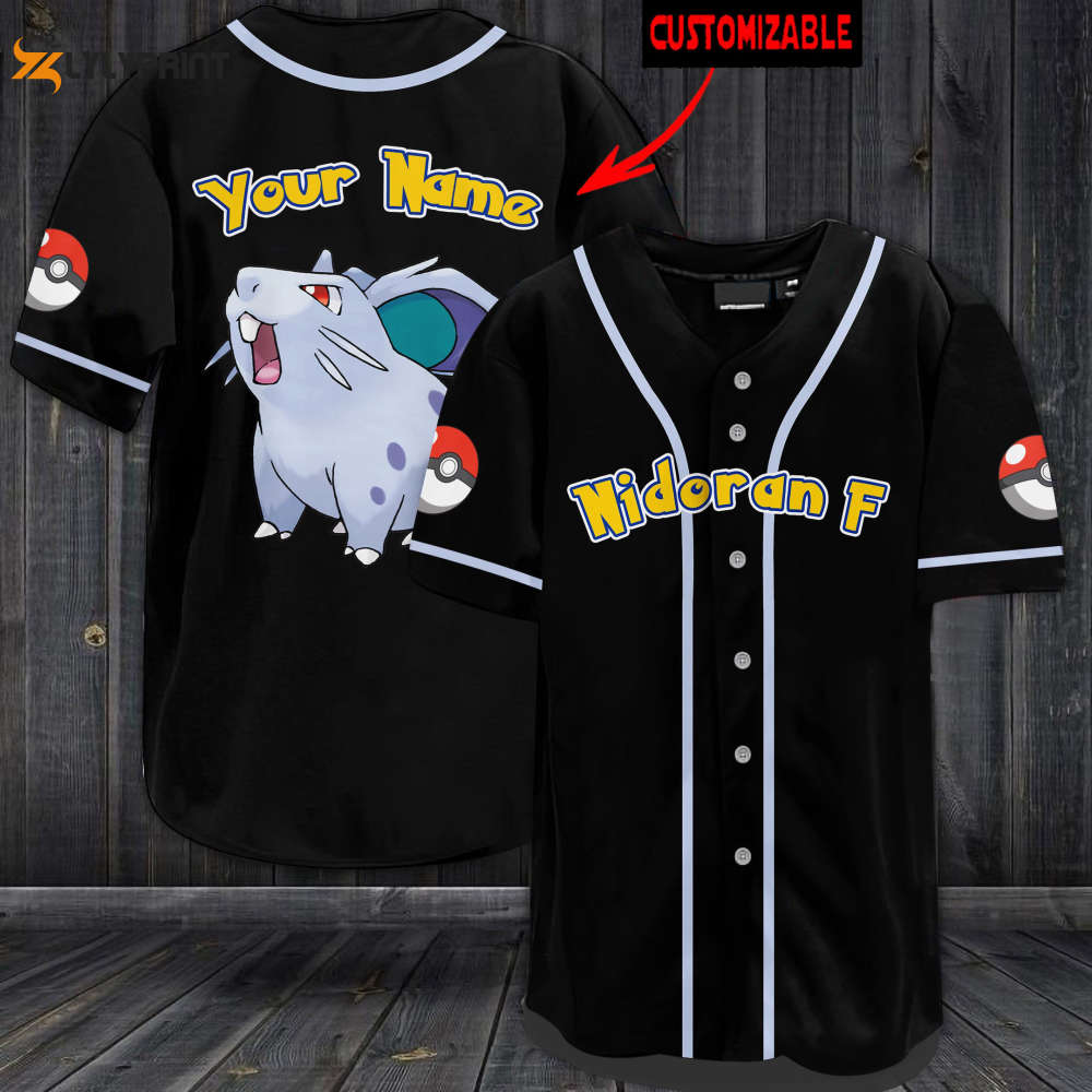 Personalized Nidoran F Baseball Jersey - lylyprint.com baseball jersey product view 1
