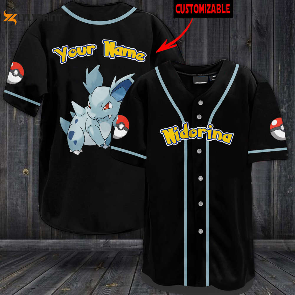 Personalized Nidorina Baseball Jersey - lylyprint.com baseball jersey product view 1
