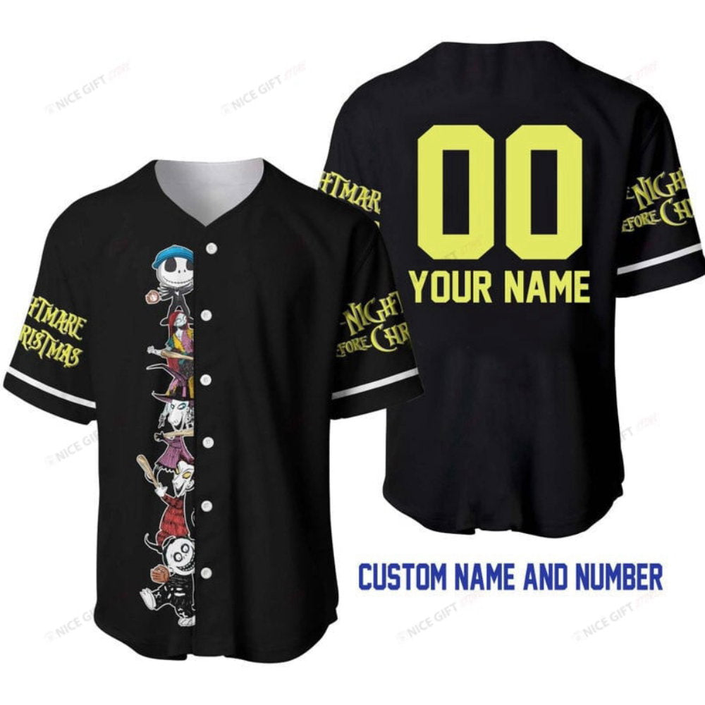 Personalized Nightmare Before Christmas Baseball Jersey – Custom Name Option baseball jersey product view 2
