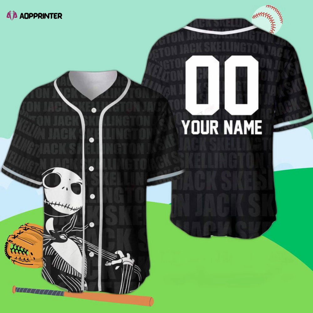 Personalized Nightmare Before Christmas Baseball Jersey with Custom Name – Jack Skellington Theme baseball jersey product view 1