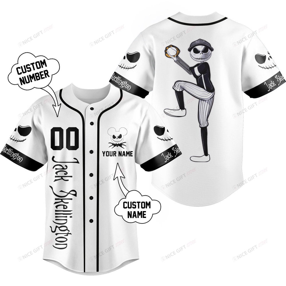 Personalized Nightmare Before Christmas Jack Skellington Baseball Jersey – Custom Name Option baseball jersey product view 2