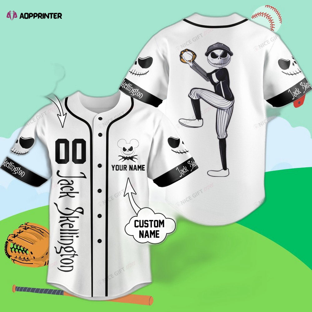 Personalized Nightmare Before Christmas Jack Skellington Baseball Jersey – Custom Name Option baseball jersey product view 1
