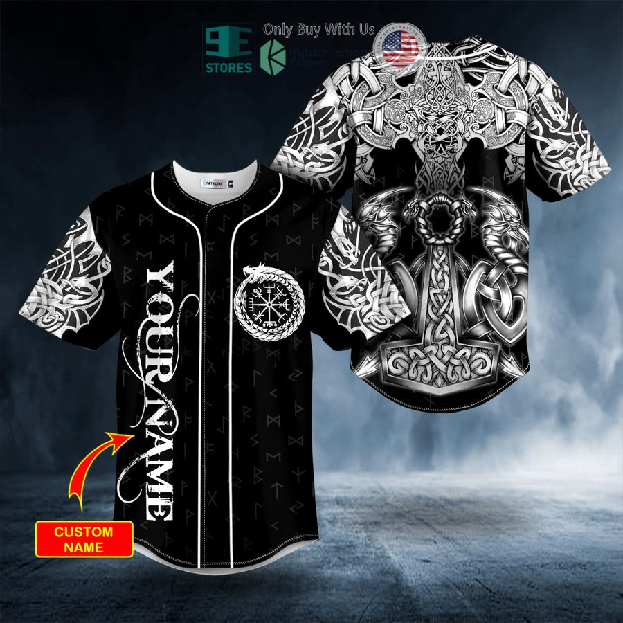 BEST Personalized Norse Myth Viking Dragons Tattoo Custom Baseball Shirt baseball jersey product view 1