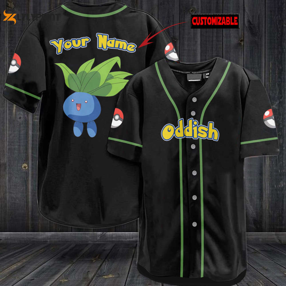 Personalized Oddish Baseball Jersey - lylyprint.com baseball jersey product view 1