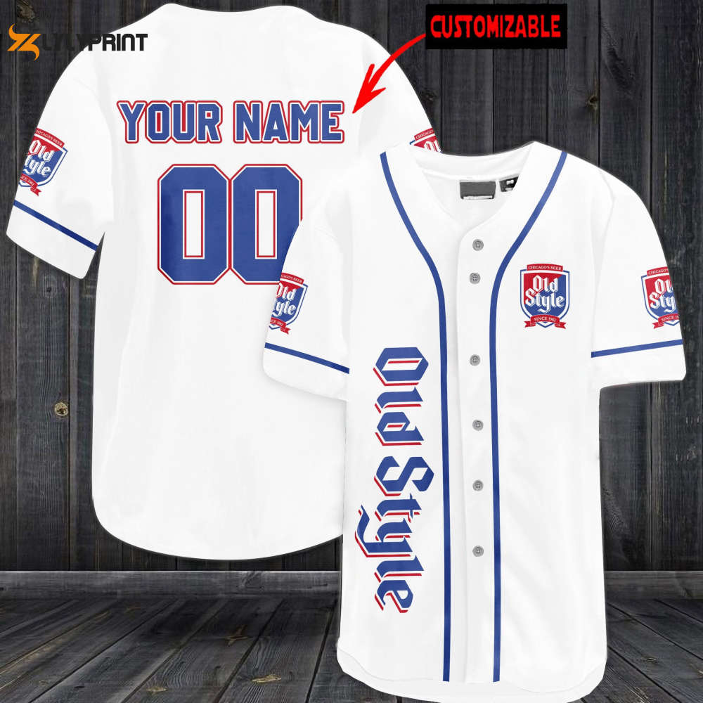Personalized Old Style Beer Baseball Jersey - lylyprint.com baseball jersey product view 1