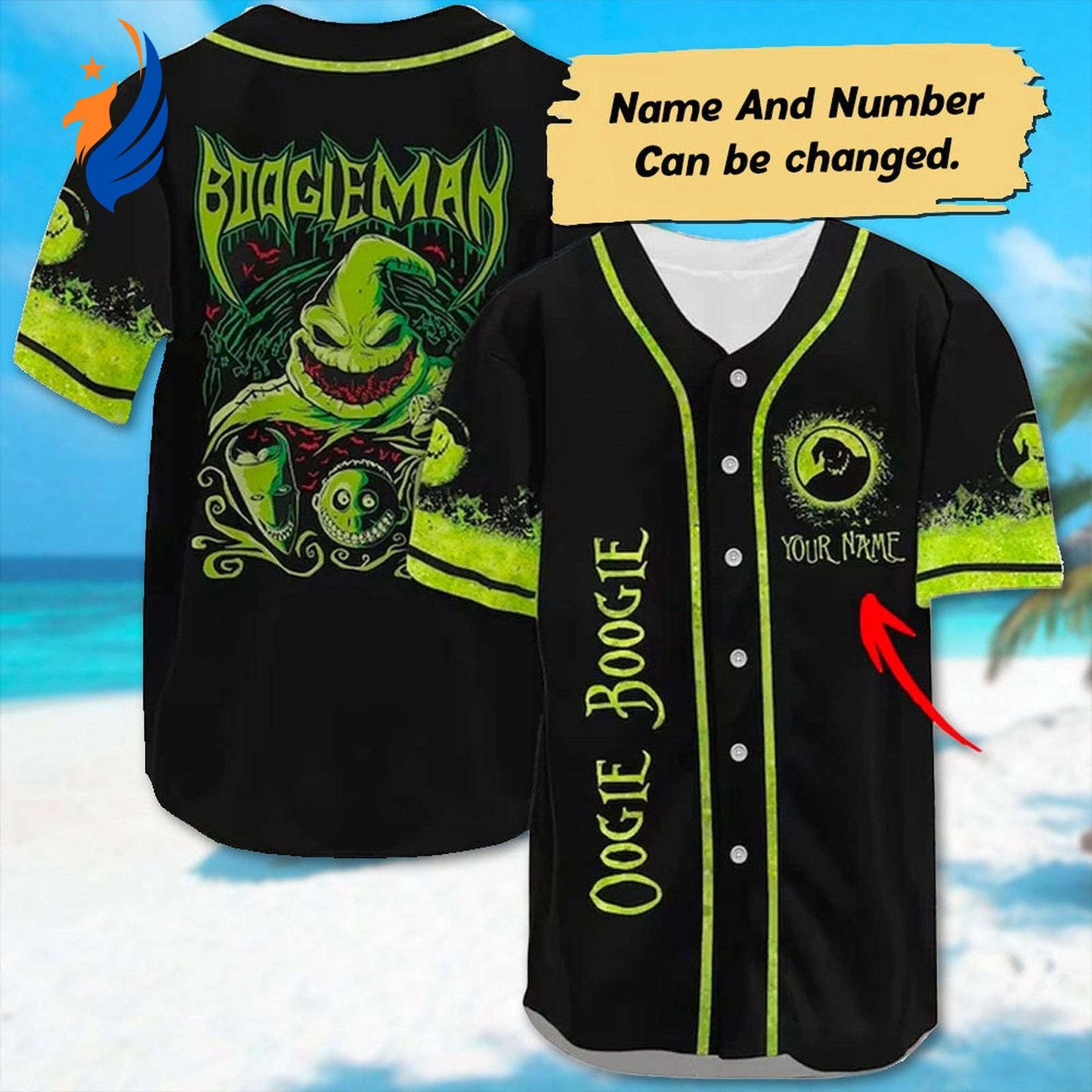 Custom Oogie Boogie Baseball Jersey: Nightmare Before Christmas Halloween Shirt - Horror Character - Bafud baseball jersey product view 1