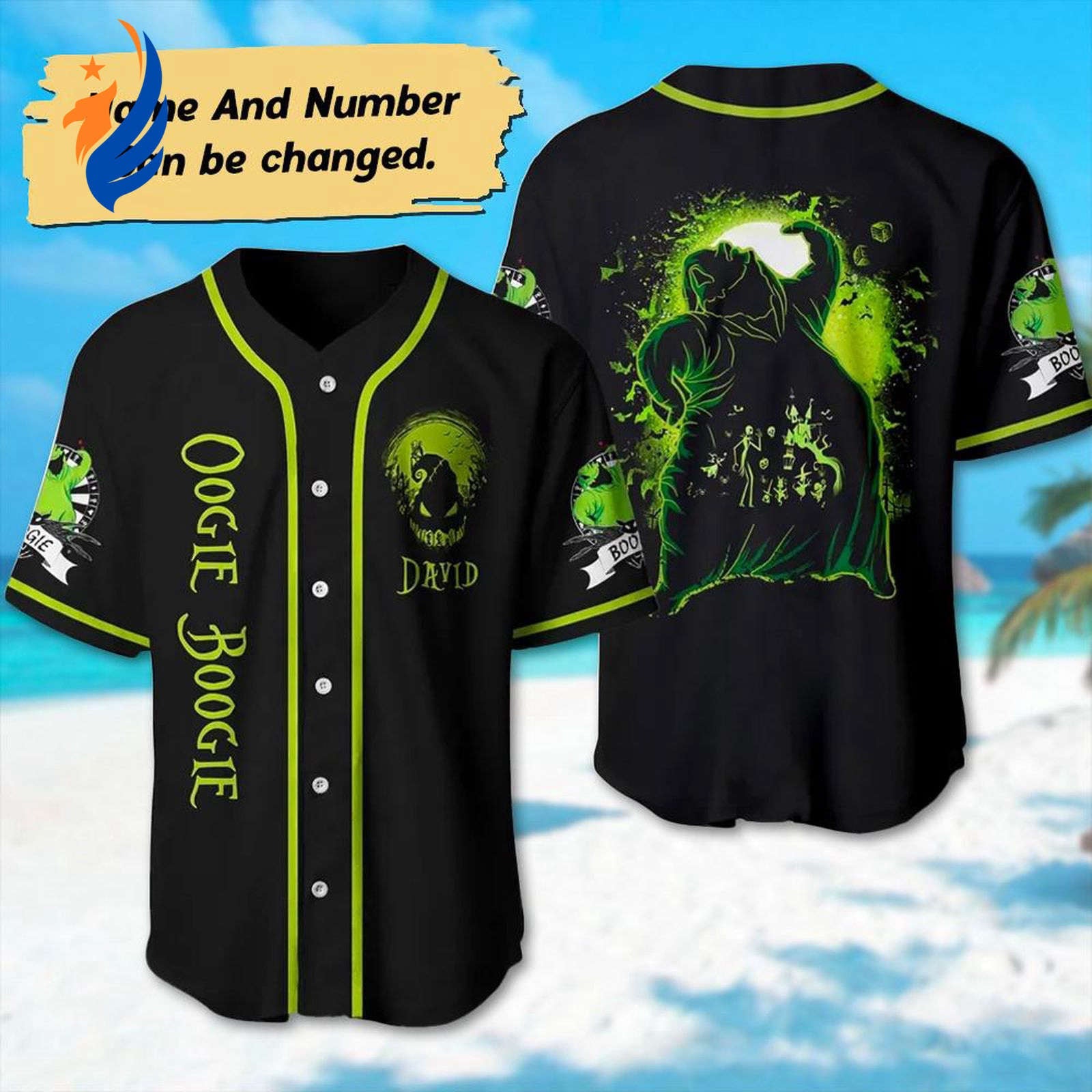 Custom Oogie Boogie Baseball Jersey - Nightmare Before Christmas Team Horror Halloween Shirt - Bafud baseball jersey product view 1