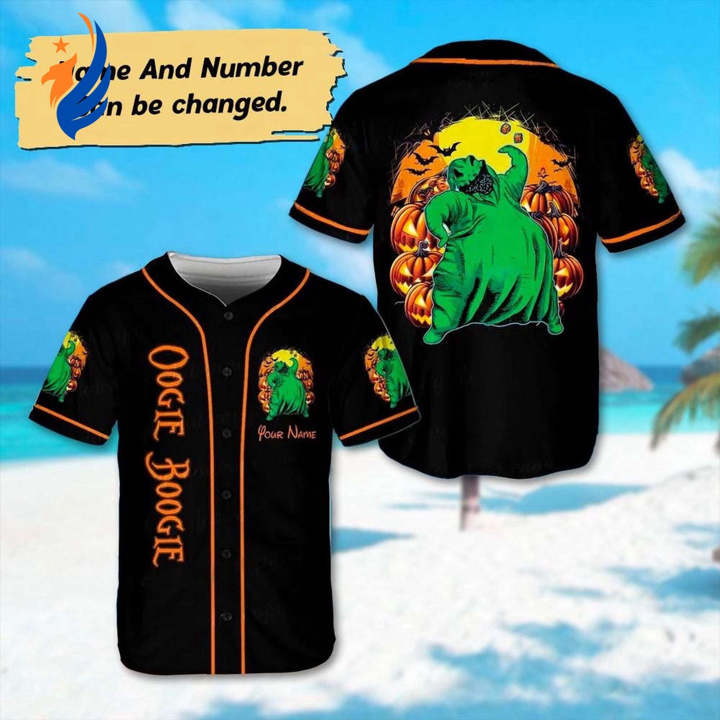 Personalized Oogie Boogie Halloween Baseball Jersey - Nightmare Before Christmas Team Shirt - Bafud baseball jersey product view 1