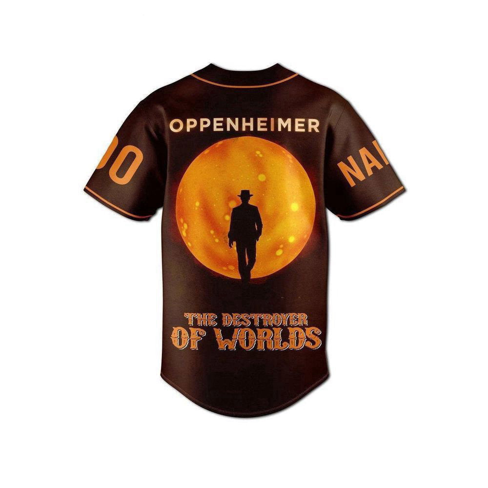 Personalized Oppenheimer Baseball Jersey For Men Women, The Destroyer Of Worlds Jersey Shirt - lylyprint.com baseball jersey product view 3