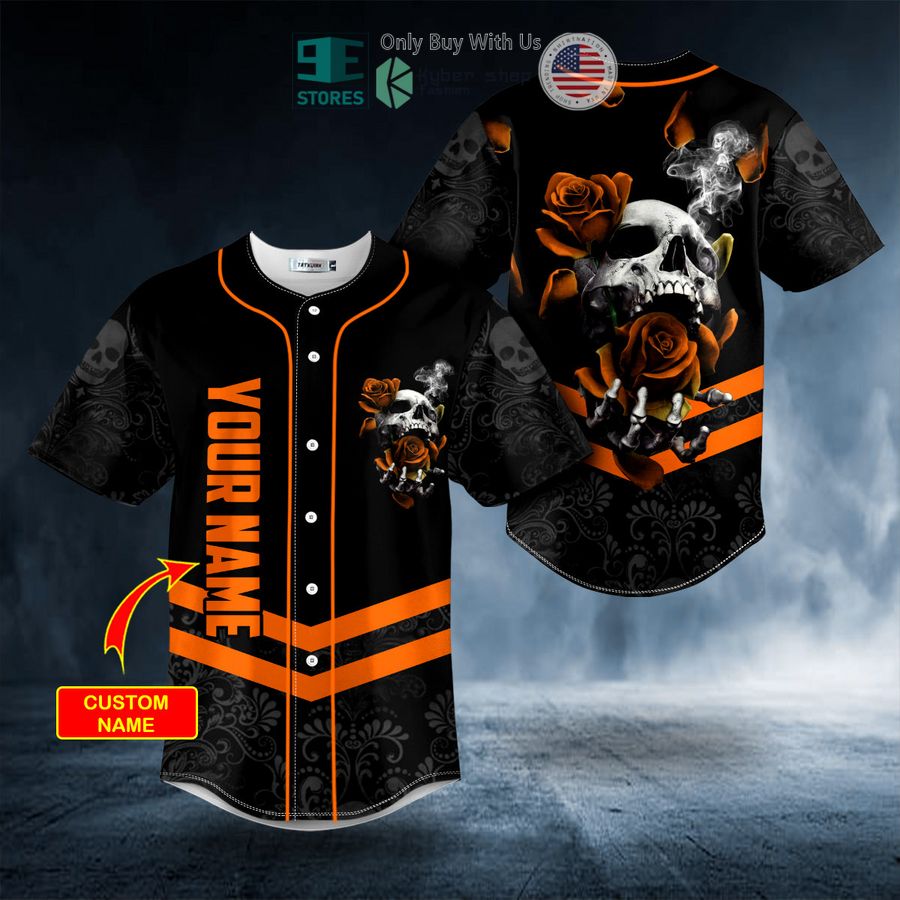 BEST Personalized Orange Roses Sugar Skull Custom Baseball Shirt baseball jersey product view 1
