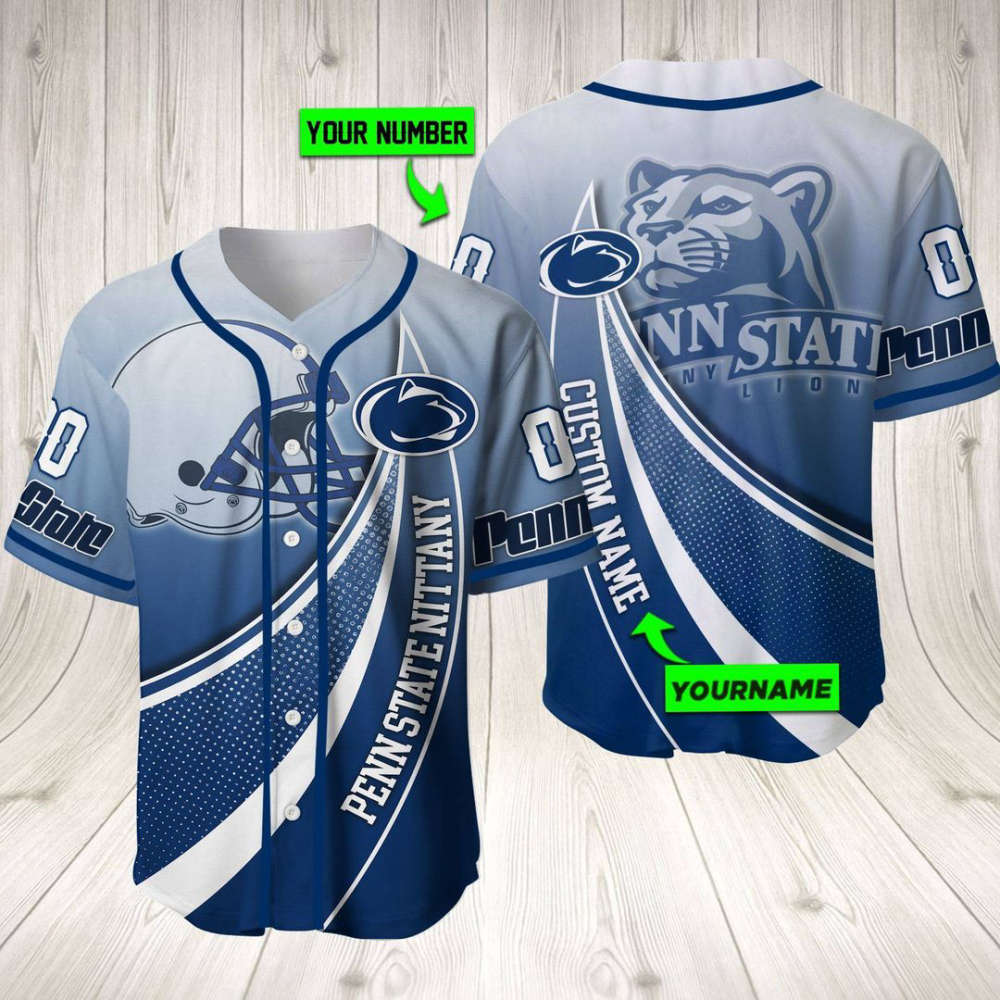 Personalized Penn State Nittany Lions Baseball Jersey Baseball Jersey Mascot Gift For Men Women - lylyprint.com baseball jersey product view 2
