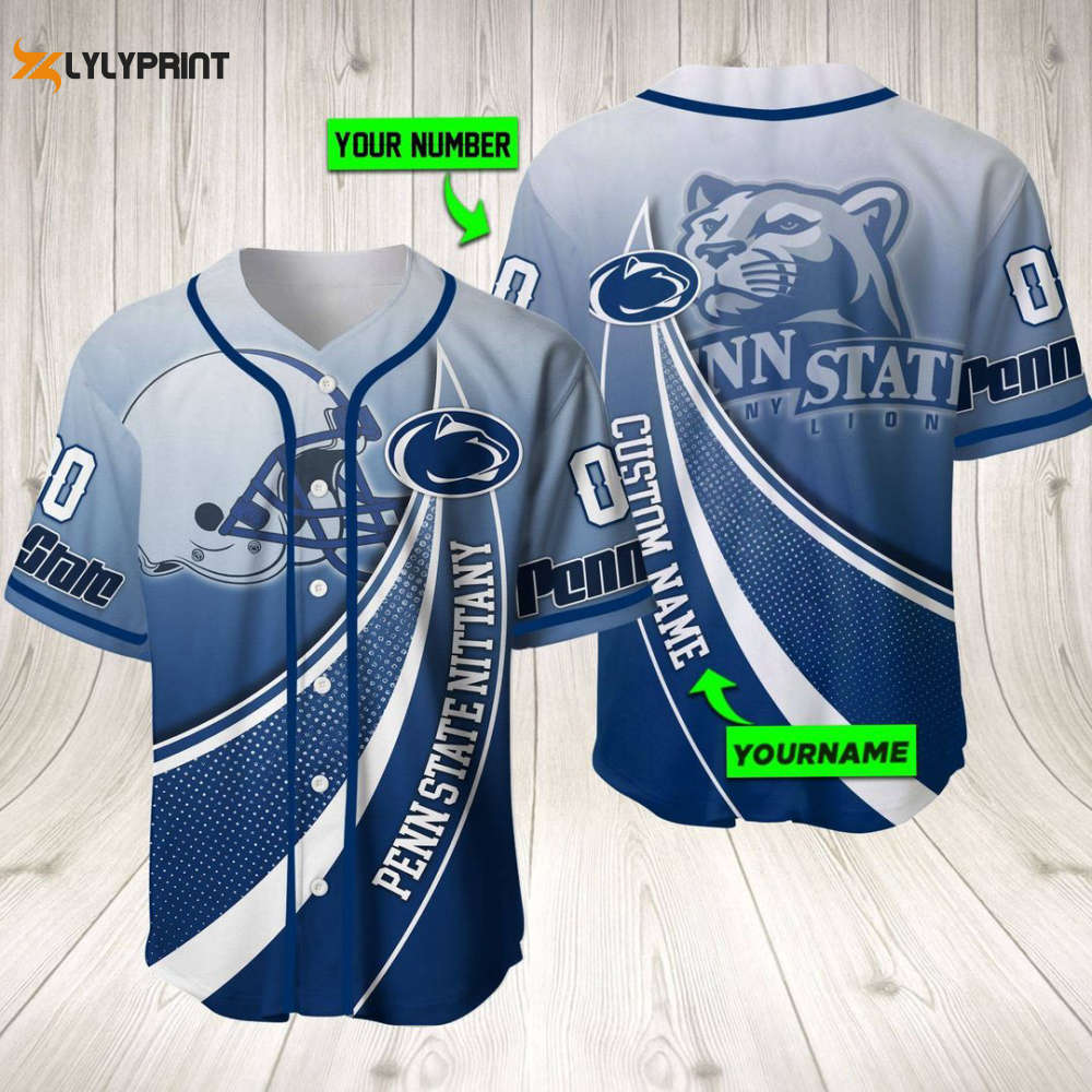 Personalized Penn State Nittany Lions Baseball Jersey Baseball Jersey Mascot Gift For Men Women - lylyprint.com baseball jersey product view 1