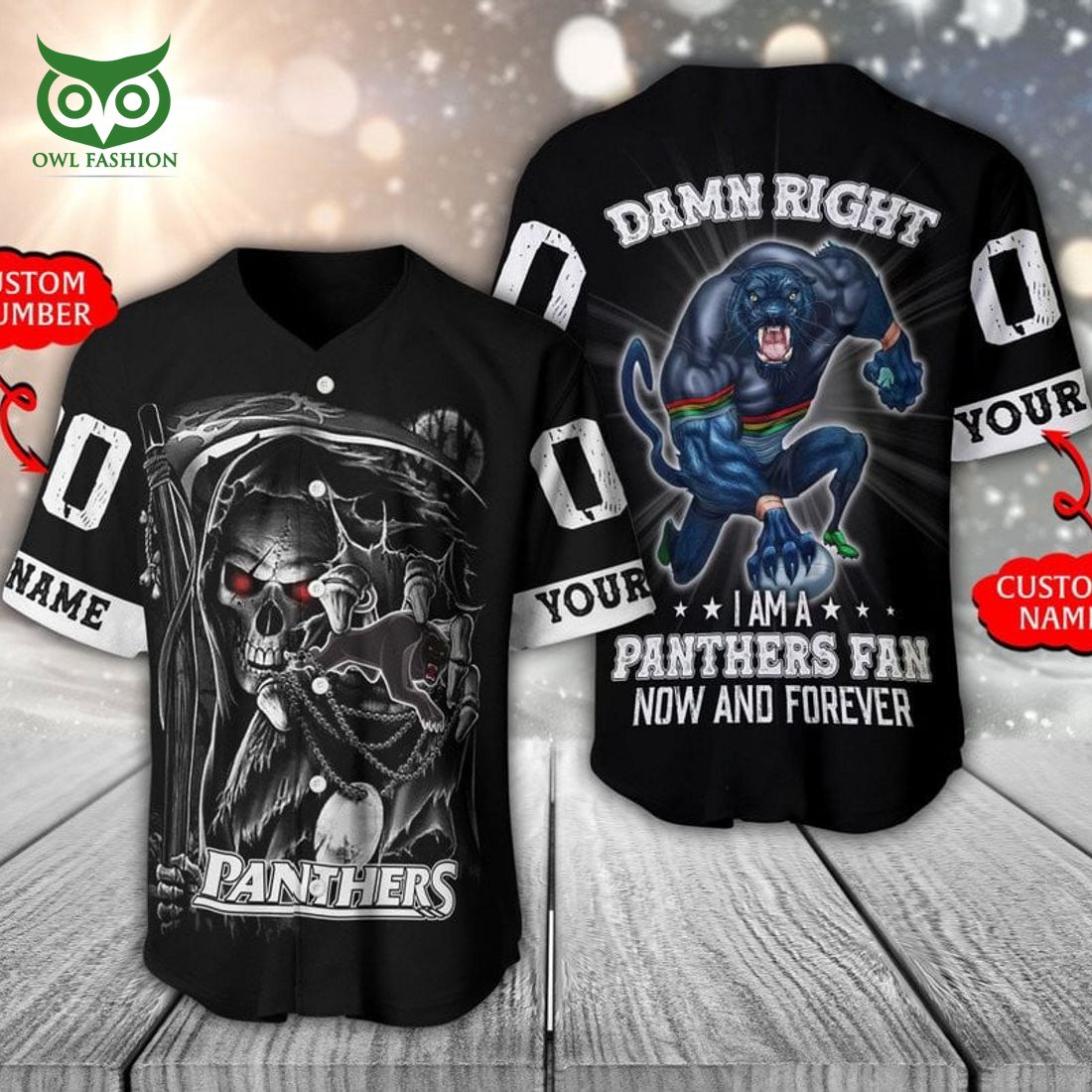 Personalized Penrith Panthers NRL Skull Baseball Jersey Shirt baseball jersey product view 1