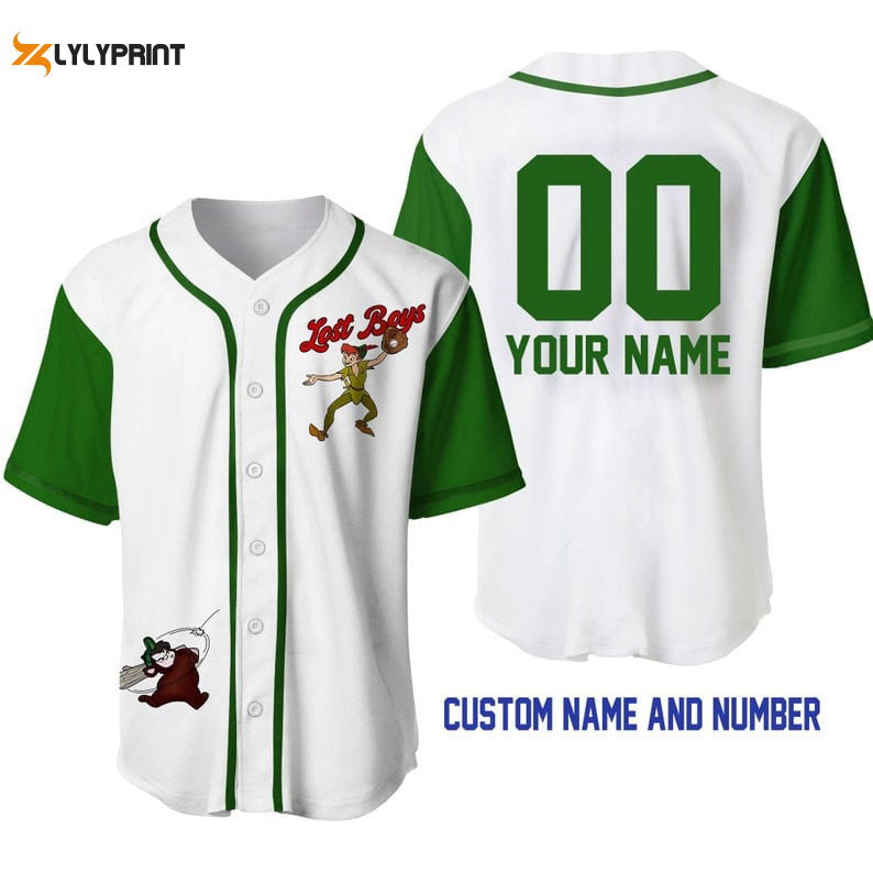 Personalized Peter Pan Lost Boys All Over Print Baseball Jersey - lylyprint.com baseball jersey product view 1